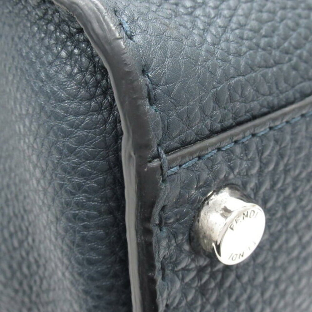 Fendi Peekaboo Handbag Leather Navy Blue Bag Business Work - Picture 5 of 10